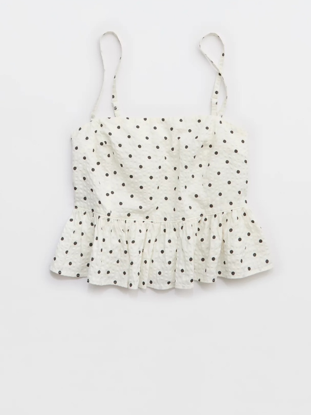 Aerie Seersucker Peplum Tank Top Size L